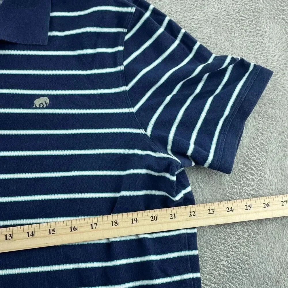 Banana Republic Mens Navy & White Striped Polo Shirt XL Cotton/Lycra 1811